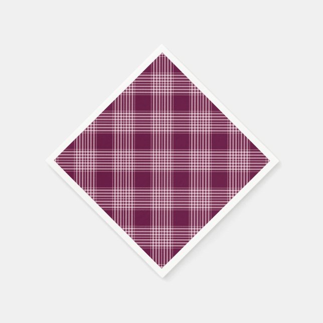 Serviette En Papier Bourgogne Et Plaid Blanc (Coin)
