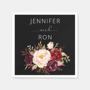 Serviette En Papier Bourgogne et rose pâle - Noir