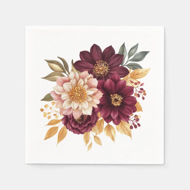 Serviette En Papier Bourgogne Floral (Devant)