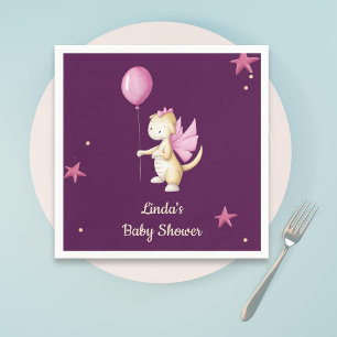 Serviette En Papier Bourgogne minimaliste Baby Dragon Girl Baby shower