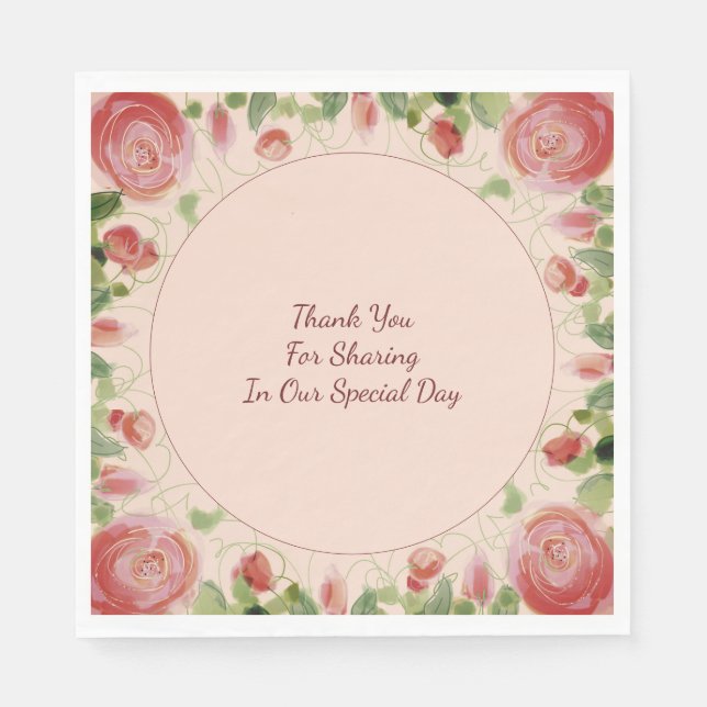 Serviette En Papier Bourgogne Rose Et Vert (Devant)