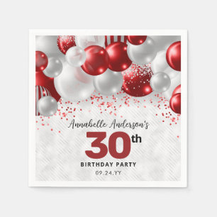 Serviette En Papier Bourgogne Rouge argent ballon Parties scintillant 