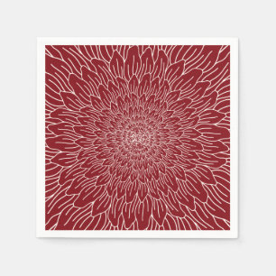 Serviette En Papier Bourgogne rouge répétition fleurs florales botaniq