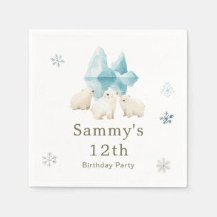 Serviette En Papier Bours polaires d'hiver mignons Fête d'anniversaire