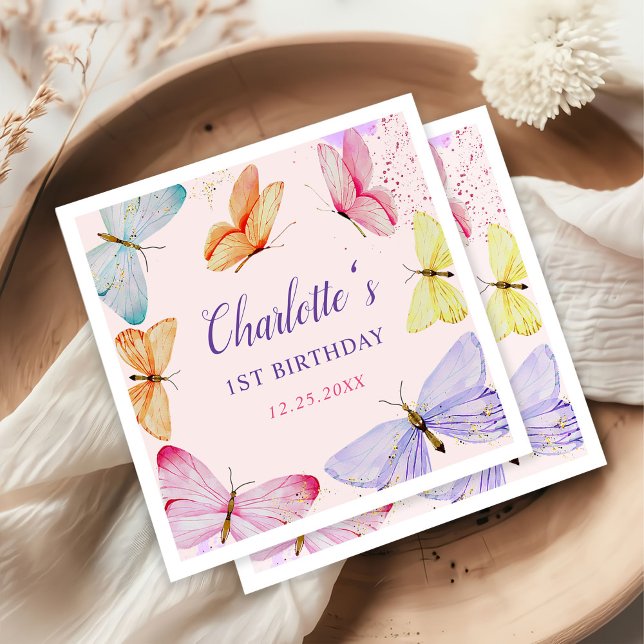 Serviette En Papier Bouteille d'aquarelle 1er anniversaire (Créateur téléchargé)