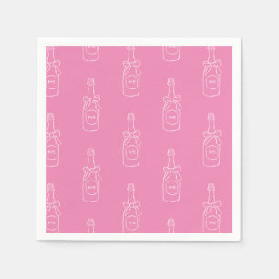Serviette En Papier Bouteille de Champagne au Vin Rose Motif Réception