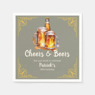 Serviette En Papier Bouteille de verre Cheers and Beers 50e anniversai