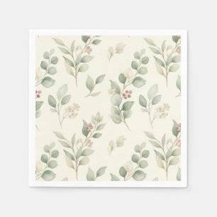 Serviette En Papier Bouteille Élégante Aquarelle Eucalyptus et Baie Ro