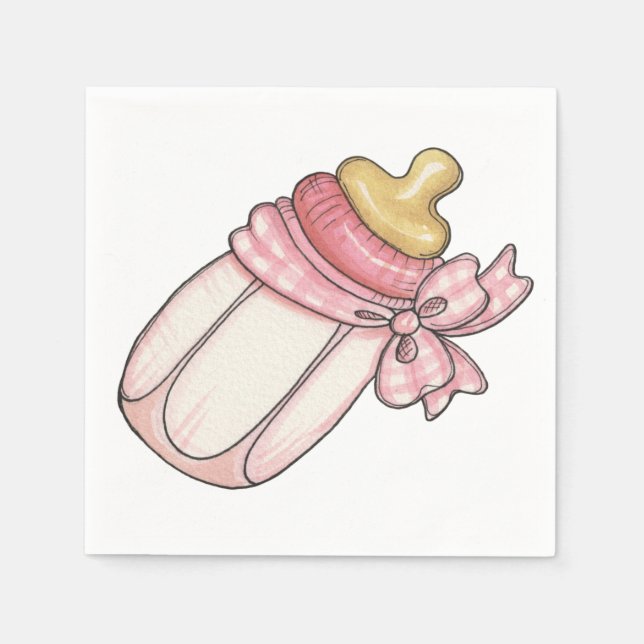 Serviette En Papier Bouteille rose (Devant)