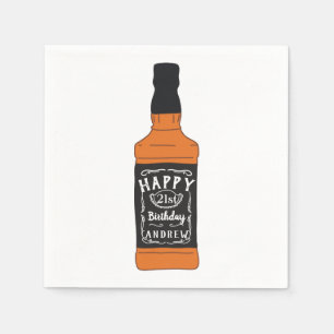 Serviette En Papier Bouteille Whiskey 21e anniversaire Amateurs de Whi