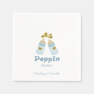 Serviette En Papier Bouteilles bleu Poppin Boy Baby shower
