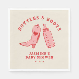 Serviette En Papier Bouteilles & Bottes Cowgirl Western Baby shower ro