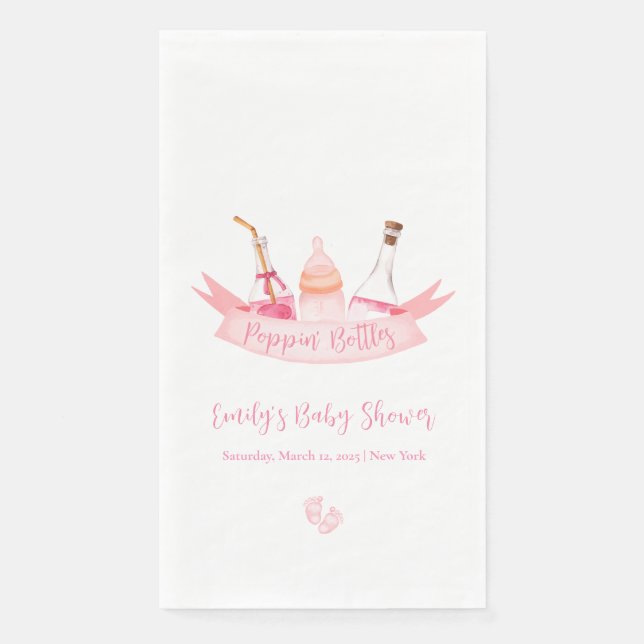 Serviette En Papier Bouteilles de Champagne Pink Poppin Pieds Baby sho (Devant)