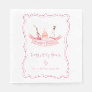 Serviette En Papier Bouteilles de Champagne rose Pieds Baby shower cad