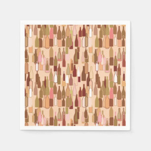 Serviette En Papier Bouteilles de vin, couleurs de terre, arrière - pl