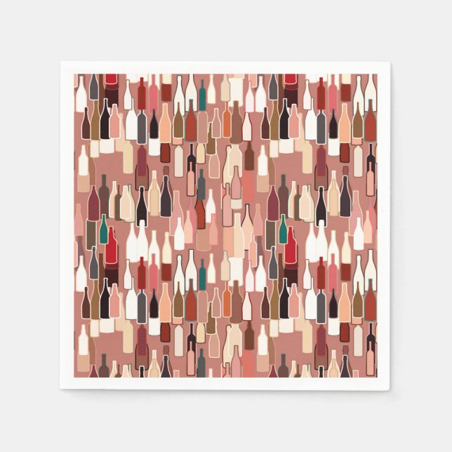 Serviette En Papier Bouteilles de vin, couleurs terre, arrière - plan  (Devant)