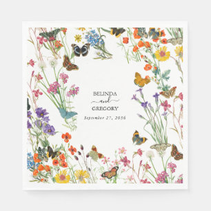 Serviette En Papier Bouteilles Fleurs sauvages  Mariage floral