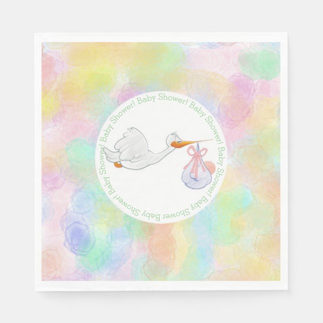 Serviette En Papier Boutique Pastel Aquarelles avec Baby shower Bundle (Devant)