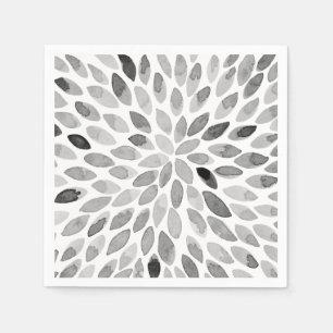 Serviette En Papier Boutons de brosse d'aquarelle - noir et blanc
