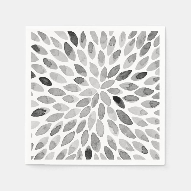 Serviette En Papier Boutons de brosse d'aquarelle - noir et blanc (Devant)