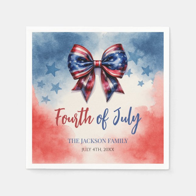 Serviette En Papier Bow 4 juillet parti patriotique (Devant)