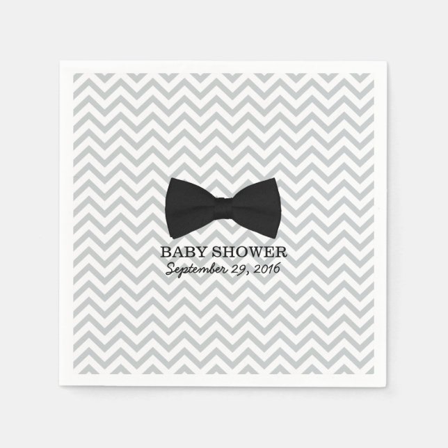 Serviette En Papier Bow Cravate Chevron Stripes Baby shower (Devant)