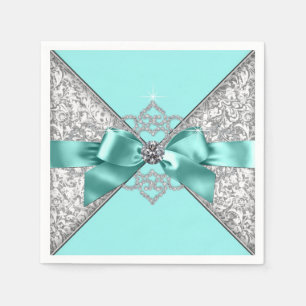 Serviette En Papier Bow Diamond bleu turquoise
