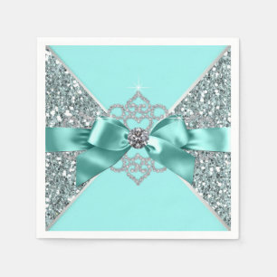 Serviette En Papier Bow Diamond bleu turquoise