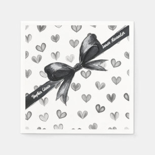 Serviette En Papier Bow noir et blanc Mariage élégant Monochrome