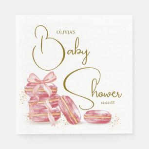 Serviette En Papier Bow rose Bonjour Bébé Baby shower français des Mac