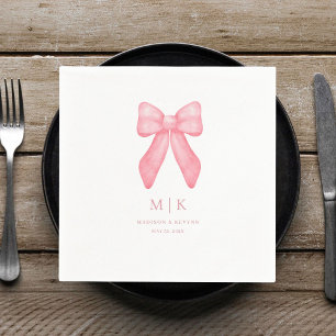 Serviette En Papier Bow rose gribouillé Napkins mariage