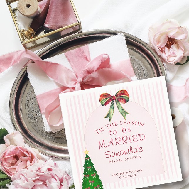 Serviette En Papier Bow Tis The Season To Be Married Bridal Shower (Bow Tis The Season To Be Married Bridal Shower Festive Napkins Wedding Rehearsal Dinner Serviettes)