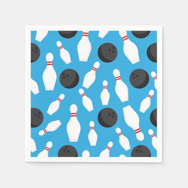Serviette En Papier Bowling Anniversaire Bleu (Devant)