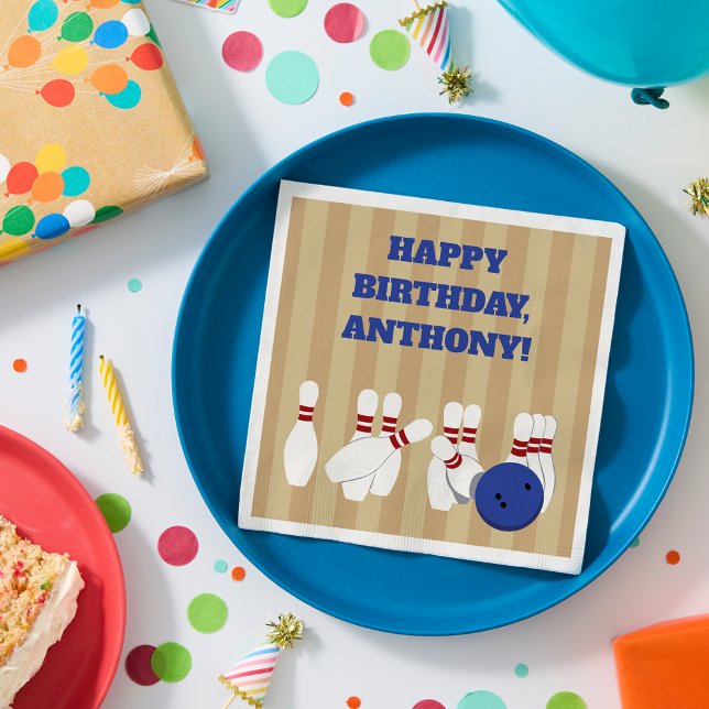 Serviette En Papier Bowling Ball et Pins Bowling Anniversaire (Créateur téléchargé)