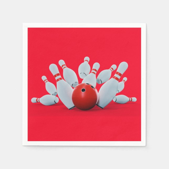 Serviette En Papier Bowling pin bowling thème anniversaire fête (Devant)