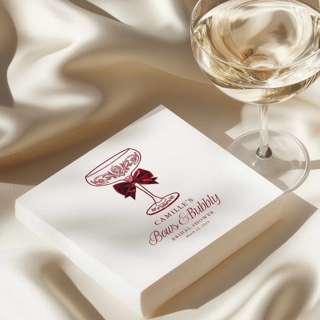 Serviette En Papier Bows and Bubbly Bridal Shower Napkins (Elegant Bows and Bubbly Bridal  Shower)