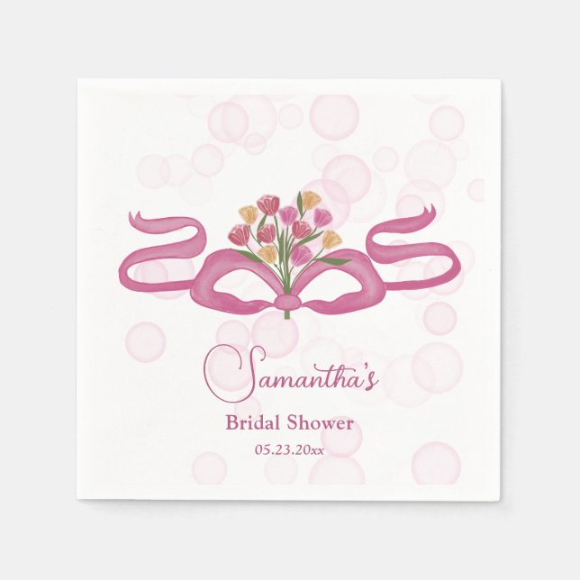 Serviette En Papier Bows & Bouquets Fleurs Bloom Bar Réception de Mari (Devant)