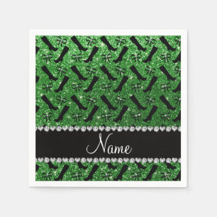 Serviette En Papier Bows de bottes de parties scintillant verte de nom