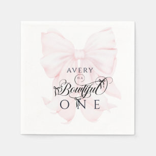 Serviette En Papier Bowtiful Un 1er Anniversaire Pink Bow Girls