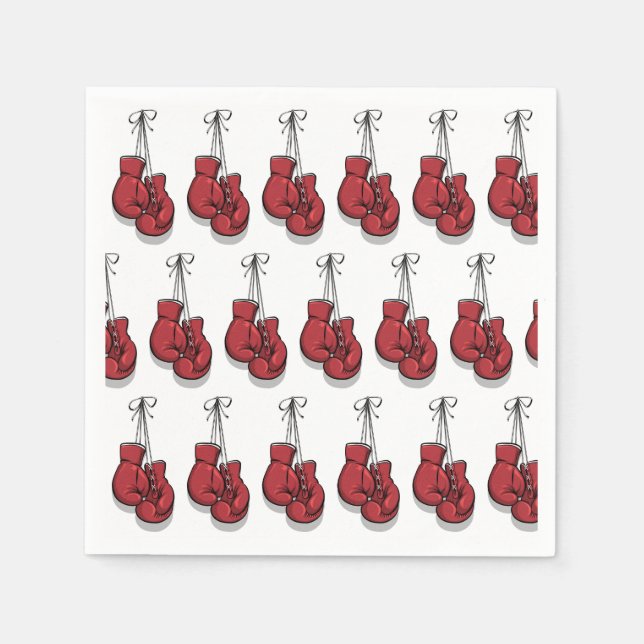 Serviette En Papier Boxe Anniversaire Fête Gants rouges (Devant)