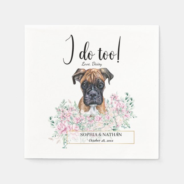 Serviette En Papier Boxer Chien Mariage Cocktail Serviettes (Devant)