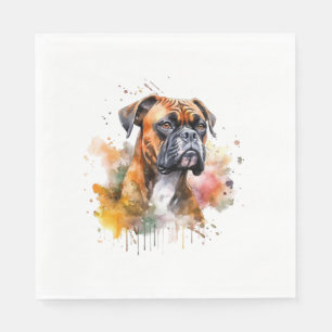 Serviette En Papier BoxerLove Aquarelle Artwork - Loyal race Canine