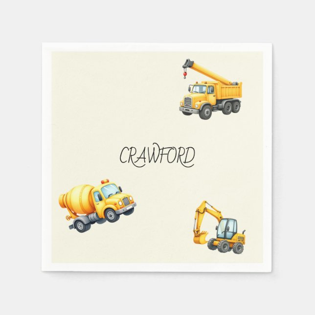 Serviette En Papier Boy Construction Anniversaire Fête Personnalisée (Devant)