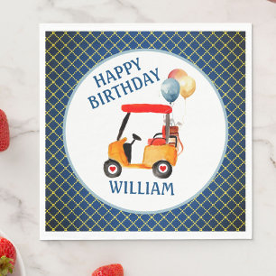 Serviette En Papier Boy Golf Thème Bleu Rouge Jaune Personnalisé