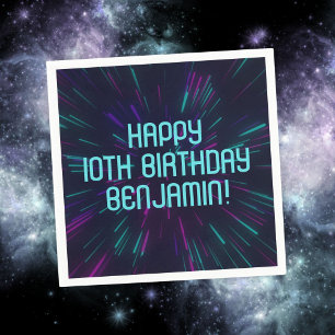 Serviette En Papier Boy Neon Turquoise Glow Party