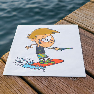 Serviette En Papier Boy Wakeboard Fun Summer Sports nautiques
