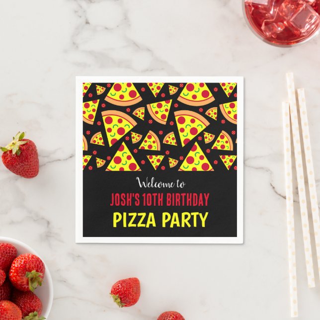 Serviette En Papier Boys Anniversaire Pepperoni Pizza Soirée (En situation)