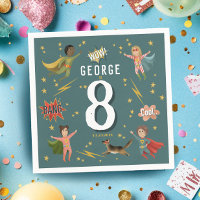 Boys Cool Comic Book Blue Superhero Anniversaire d