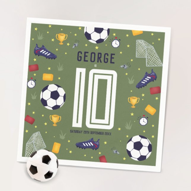 Serviette En Papier Boys Cool Green Sports Soccer Kids Birthday (Créateur téléchargé)