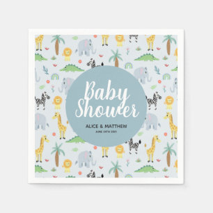 Serviette En Papier Boys Cute Blue Safari Motif Baby shower